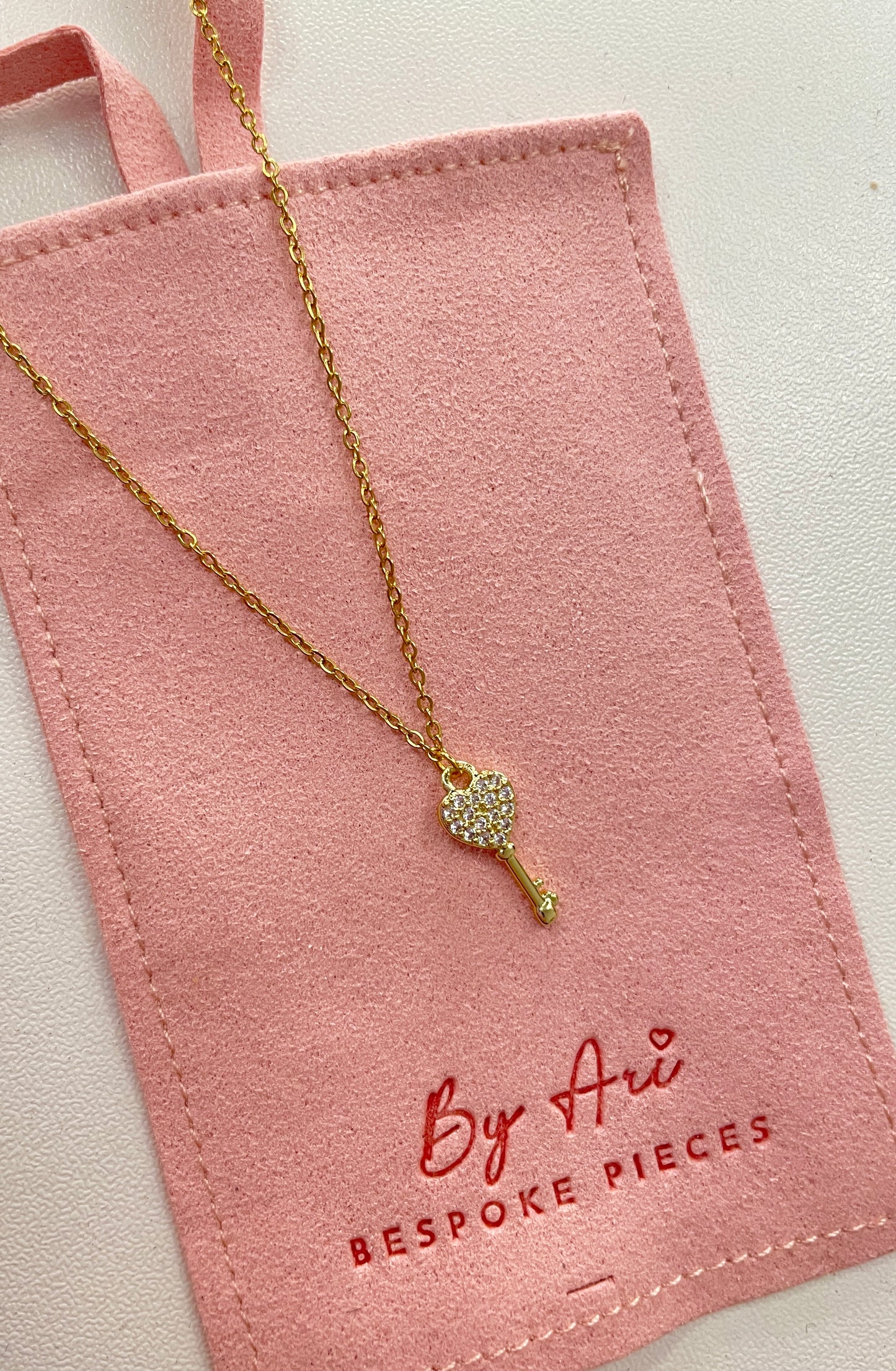 Heart key necklace