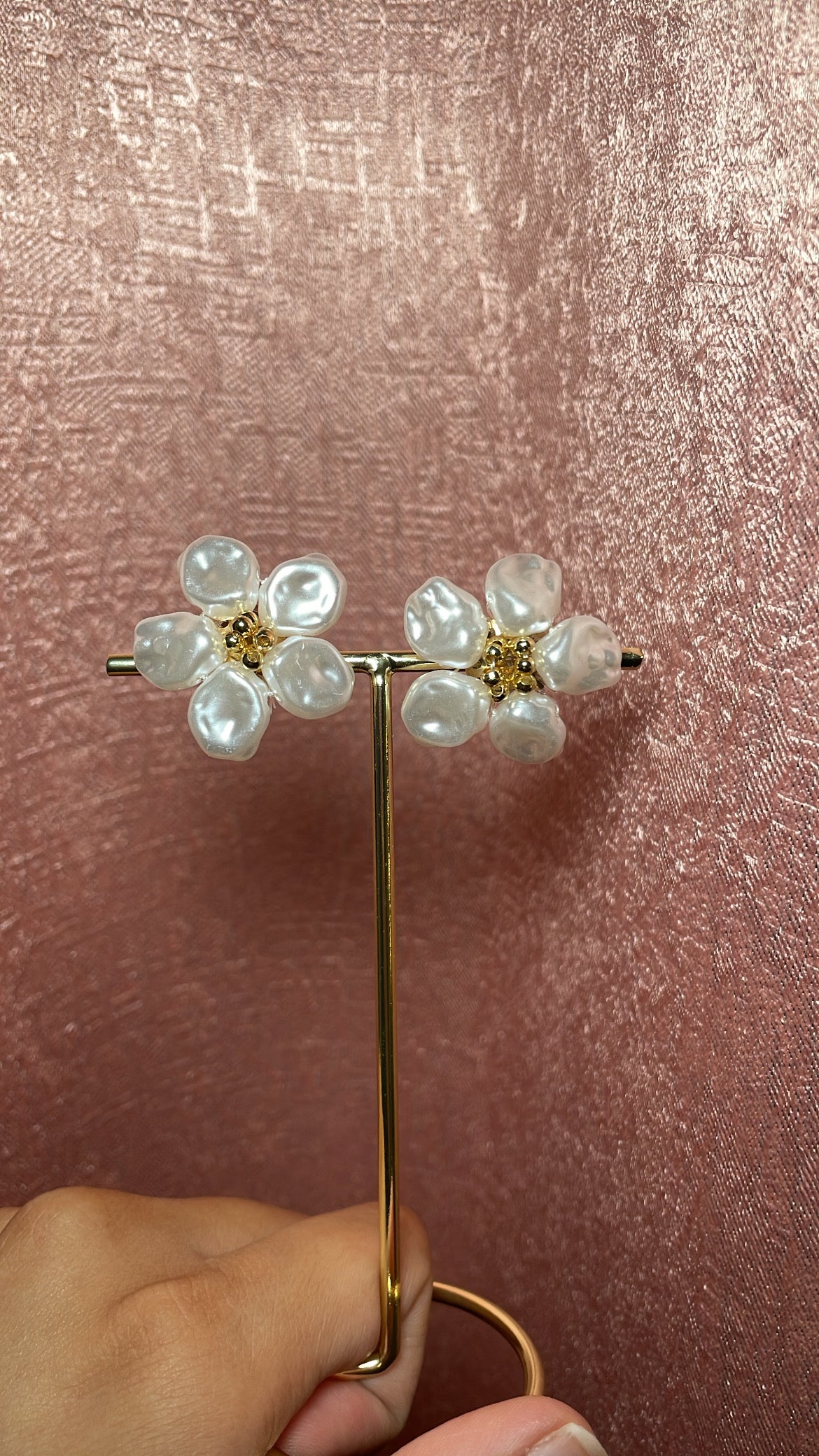 pearl flower earrings