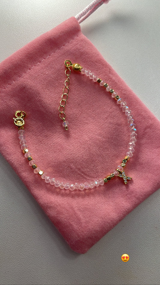 Dainty Crystal initial bracelet