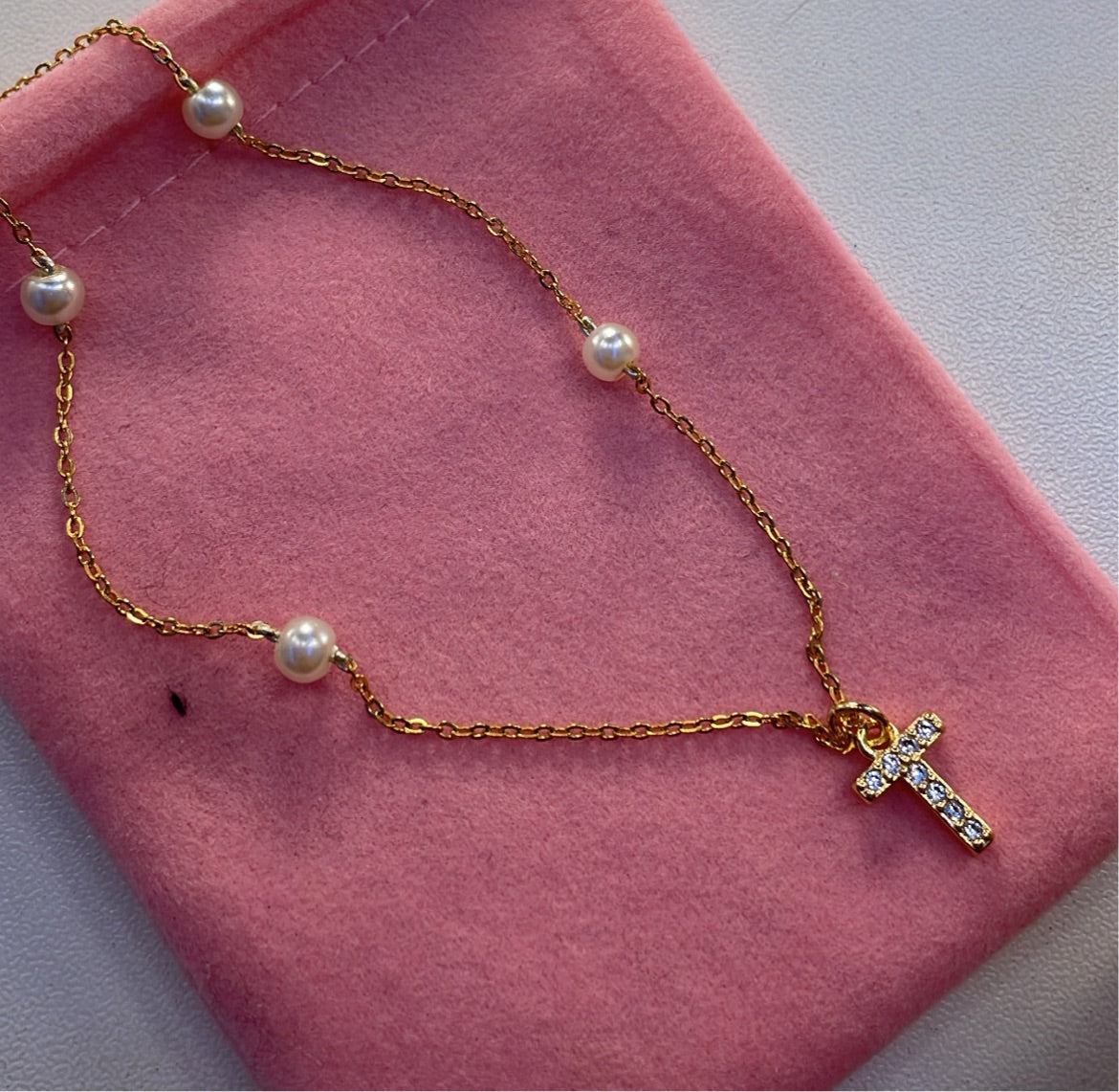 Dainty Pearl Initial Necklace