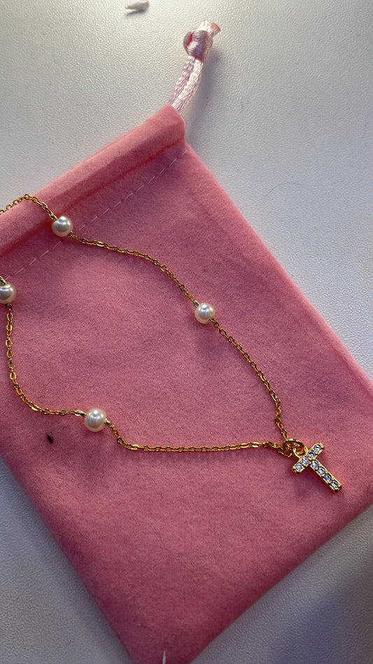 Dainty Pearl Initial Necklace